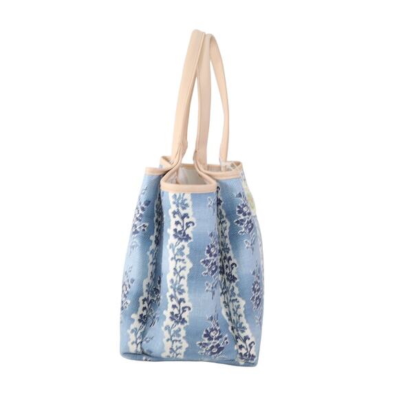 Spartina 449 Blue and Tan Tote with Floral Lace - Picture 3 of 10